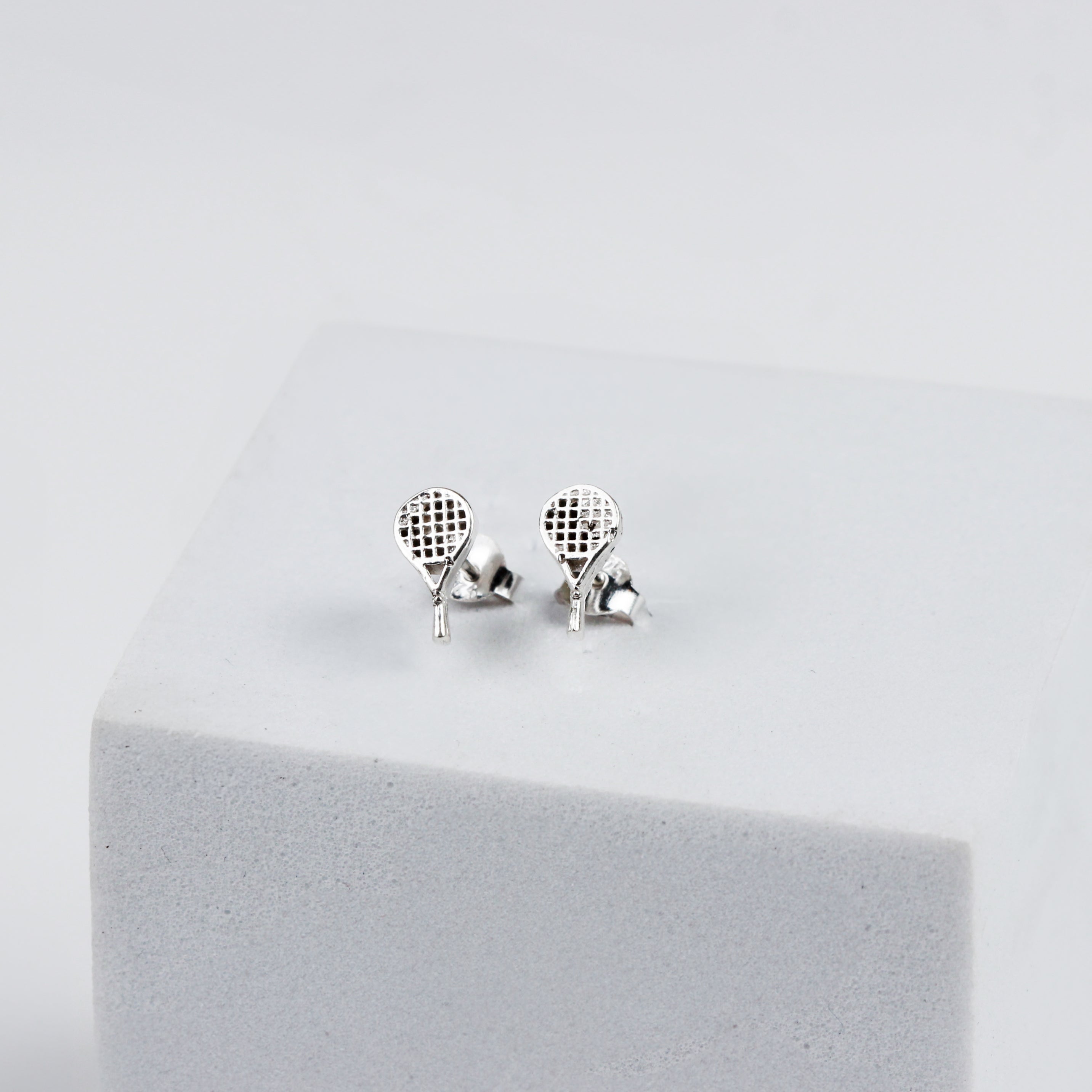 Silver Tennis Racket Stud | 92.5 Silver