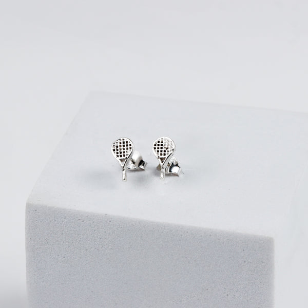 Silver Tennis Racket Stud | 92.5 Silver