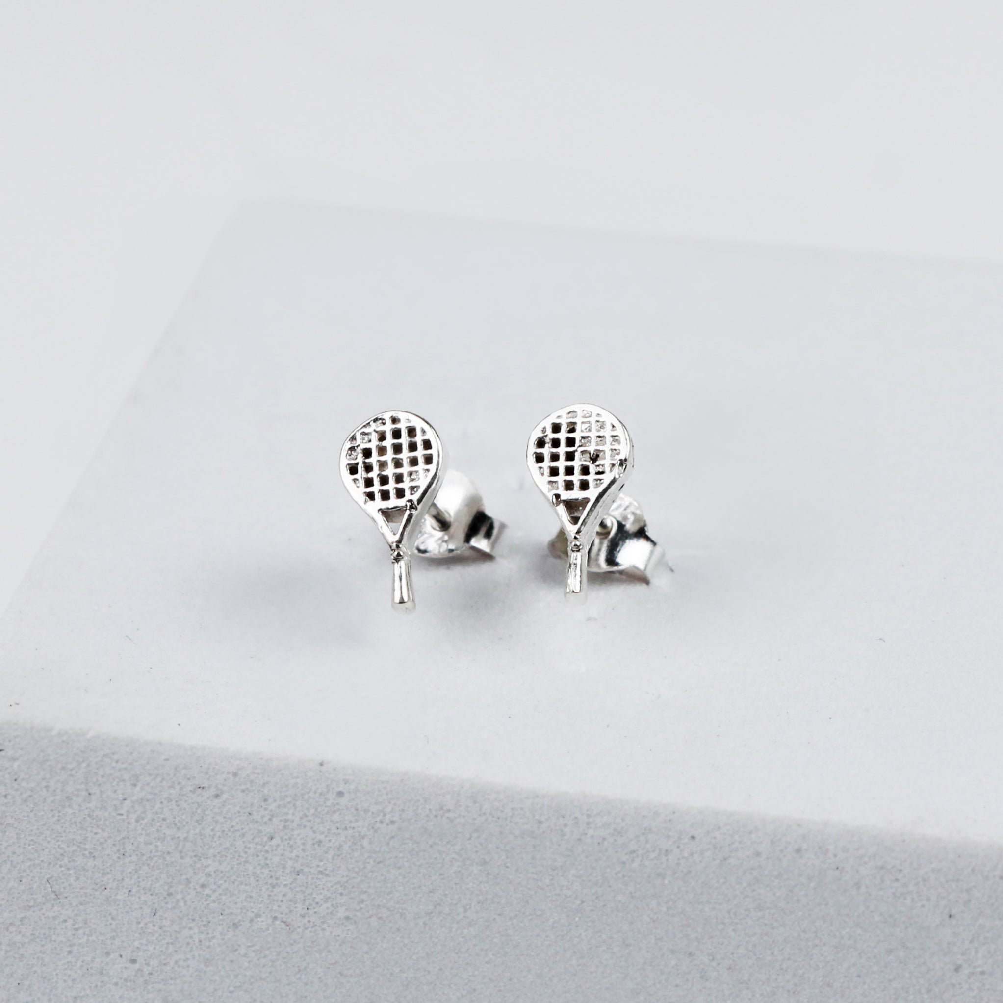 Silver Tennis Racket Stud | 92.5 Silver