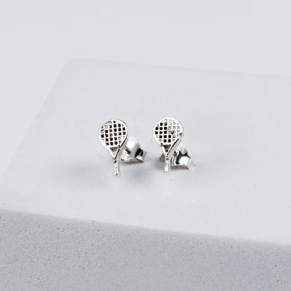 Silver Tennis Racket Stud | 92.5 Silver