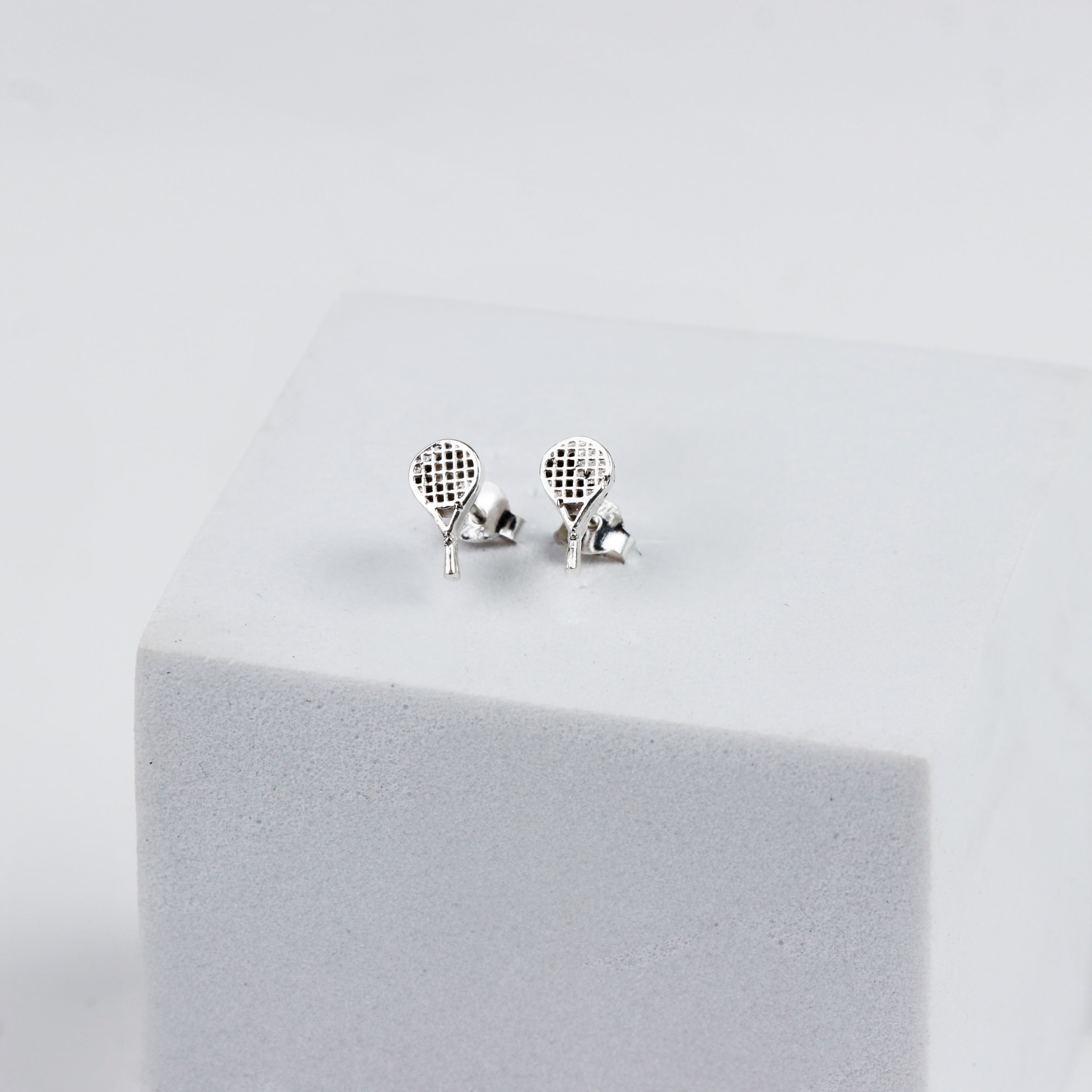 Silver Tennis Racket Stud | 92.5 Silver