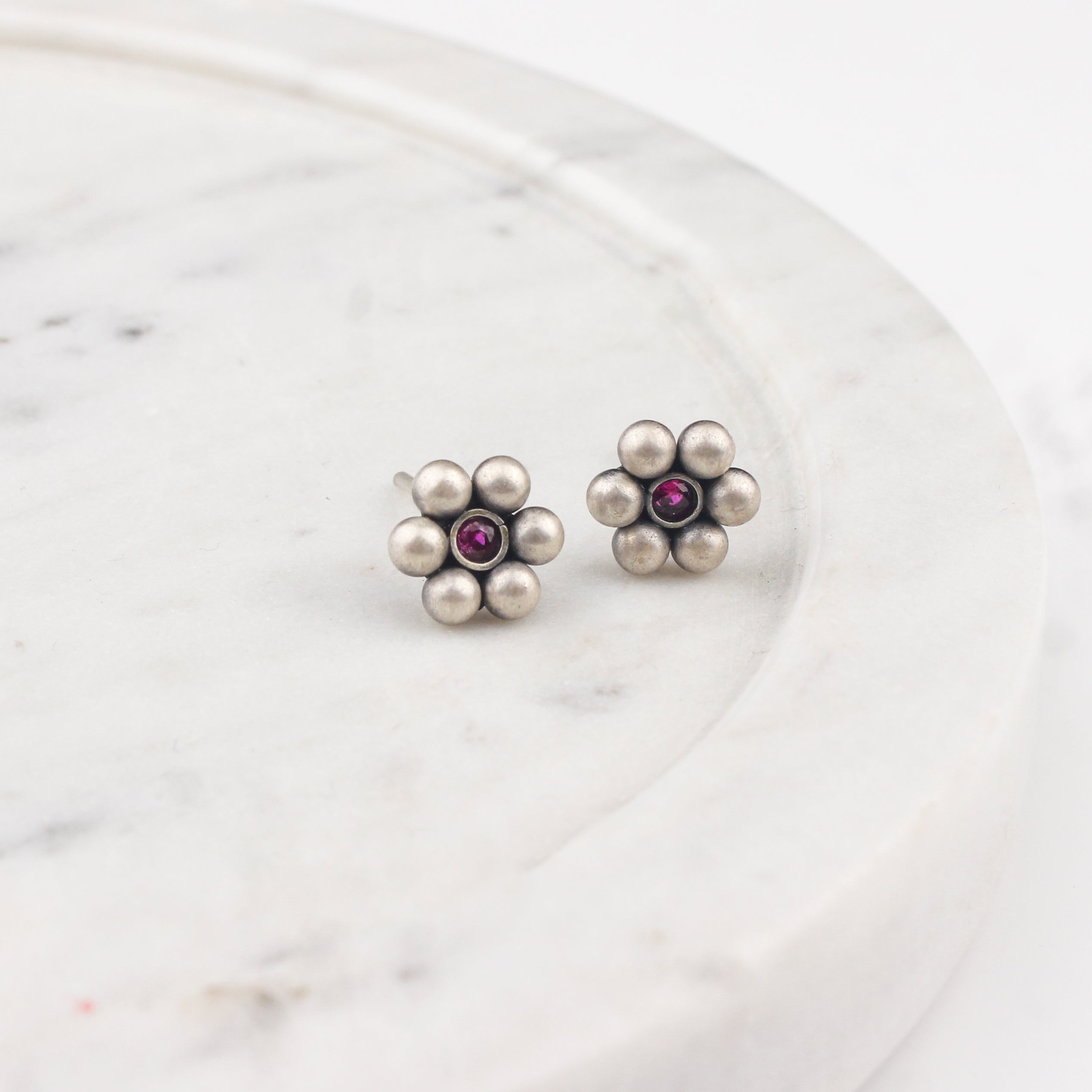 Kudi with pink stone earrings - Small