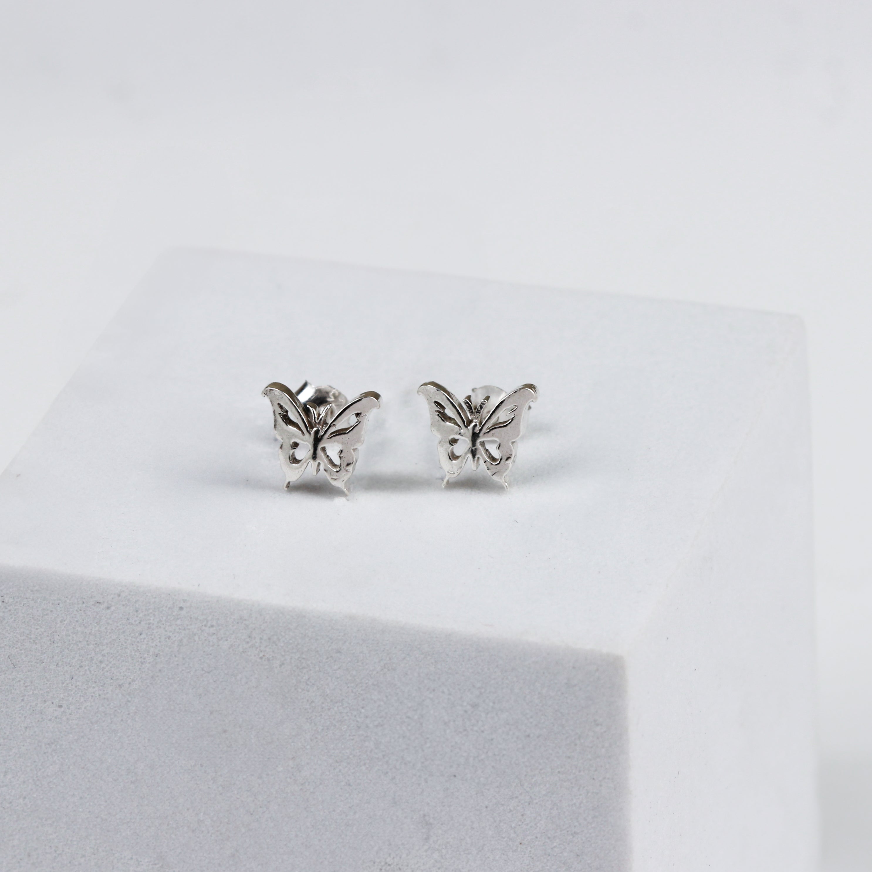 Silver Butterfly Stud