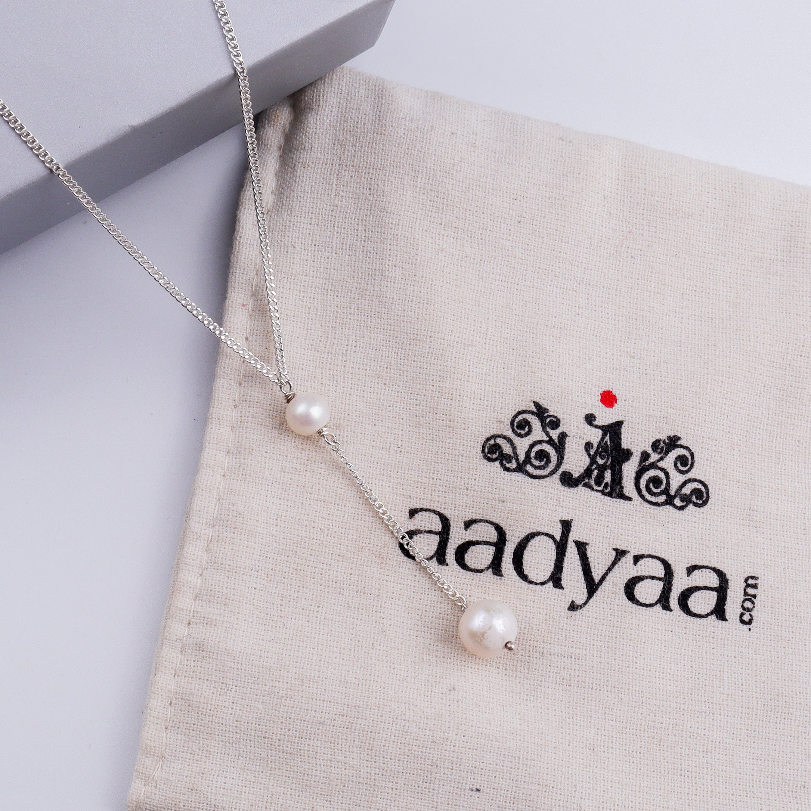 Classic Silver Pearl 'Y' Necklace