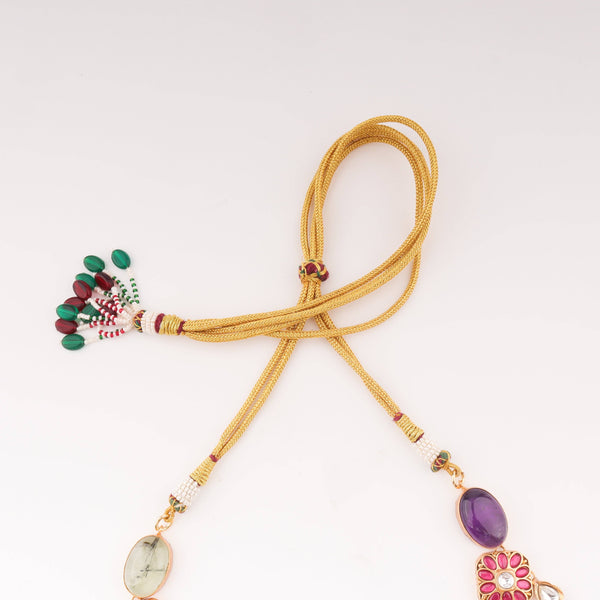 Angled view of the 22K gold-plated fashion set highlighting its coordinated design, elegant structure, and polished gold finish