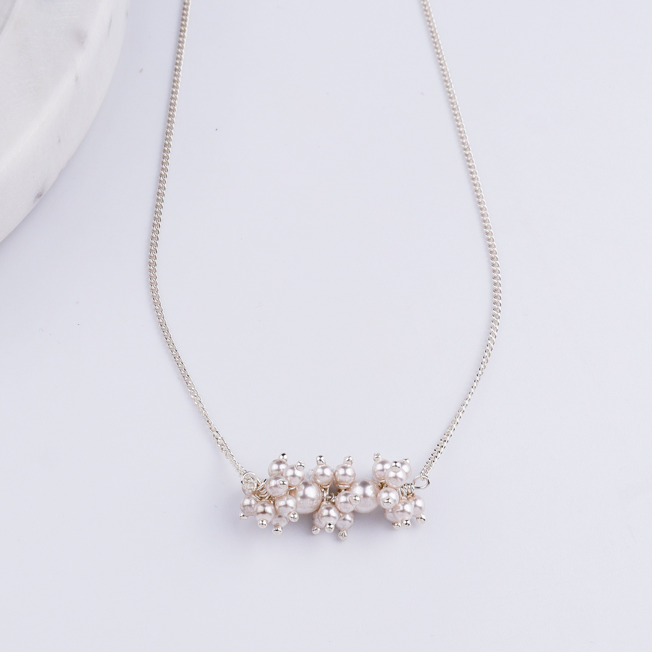 Pearl Bunch Silver Chain Necklace