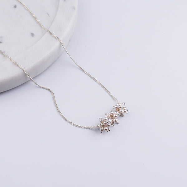 Pearl Bunch Silver Chain Necklace