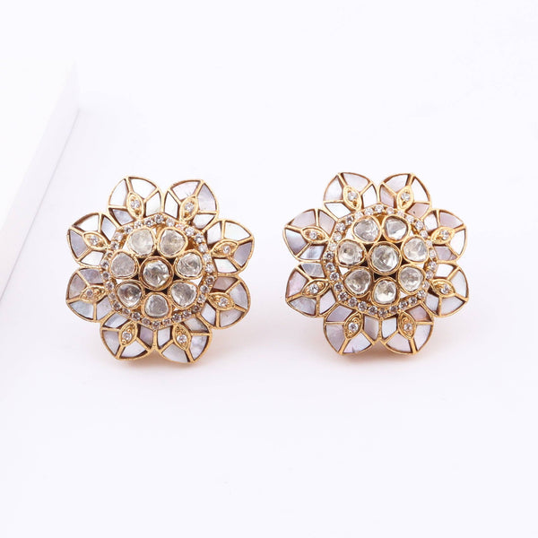 Close-up of Brass Fashion Earrings showcasing intricate detailing, textured elements, and fine craftsmanship