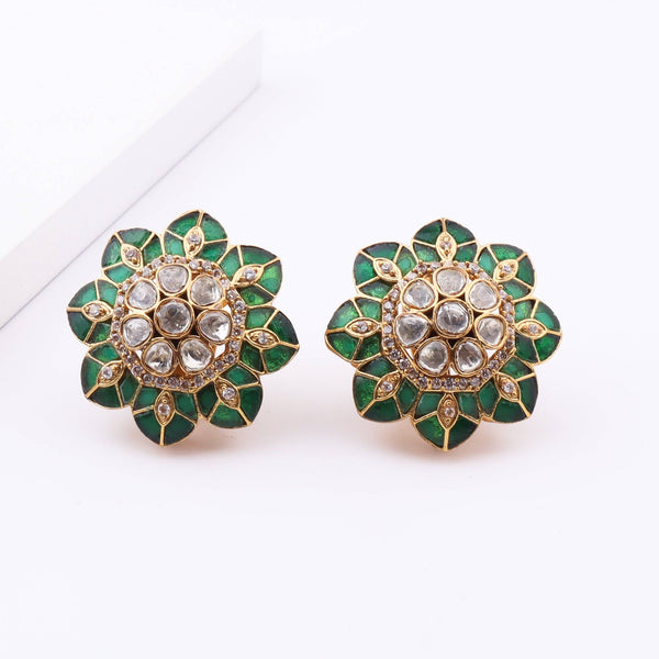 Close-up of Brass Fashion Earrings showcasing intricate detailing, textured elements, and fine craftsmanship