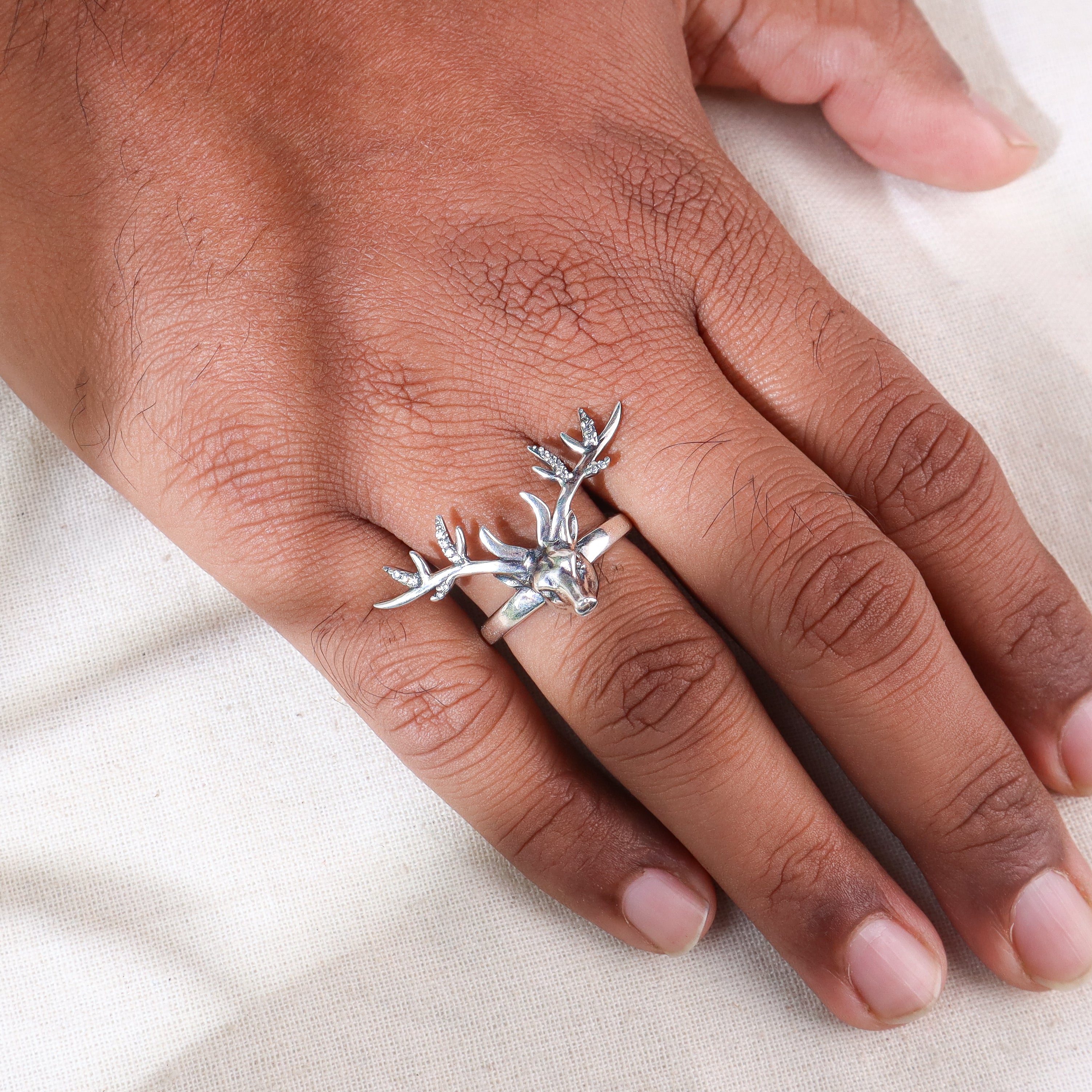 Silver Deer unisex ring