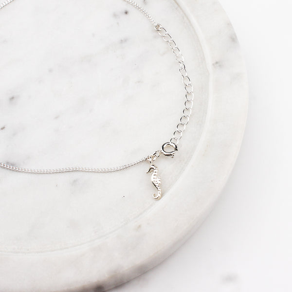 Silver Chain & Seahorse Charm Anklet by House of Aadyaa