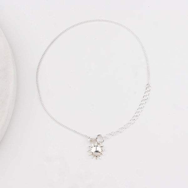 Radiant celestial sun charm silver anklet