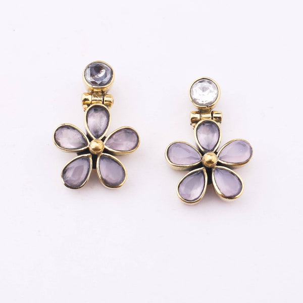 Detailed view of Brass Fashion Earrings highlighting intricate motifs, textured surface, and refined brass finish