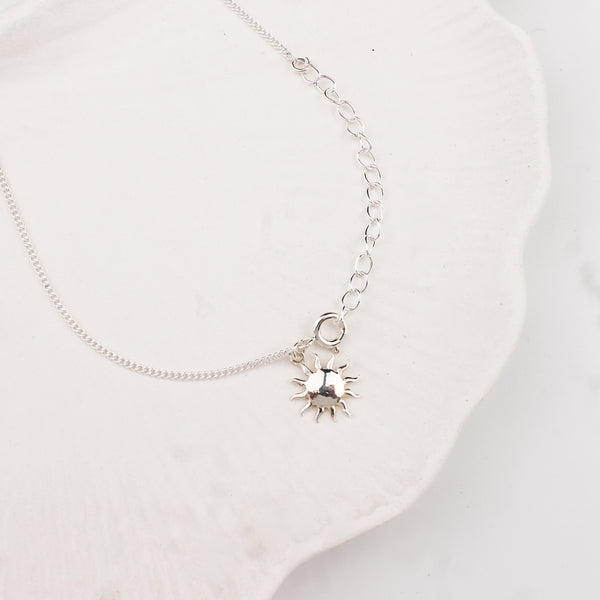Silver Chain & Sun Charm Anklet by House of Aadyaa