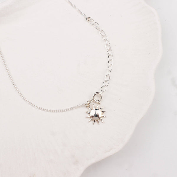 Silver Chain & Sun Charm Anklet by House of Aadyaa