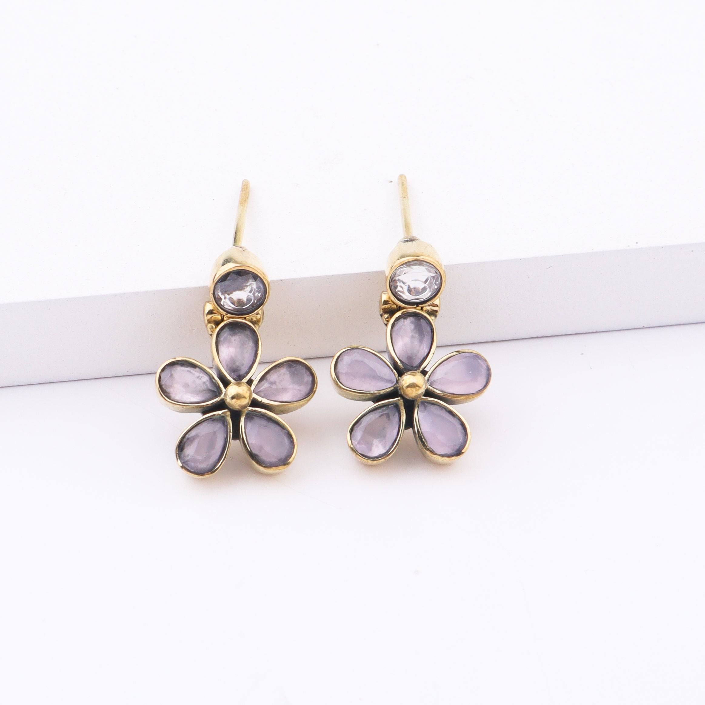 Close-up of Brass Fashion Earrings showcasing intricate detailing, textured elements, and fine craftsmanship