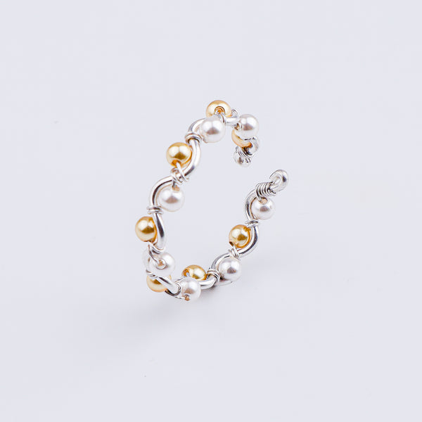 Golden & White Pearl Twisted Ring (Project Handmade)