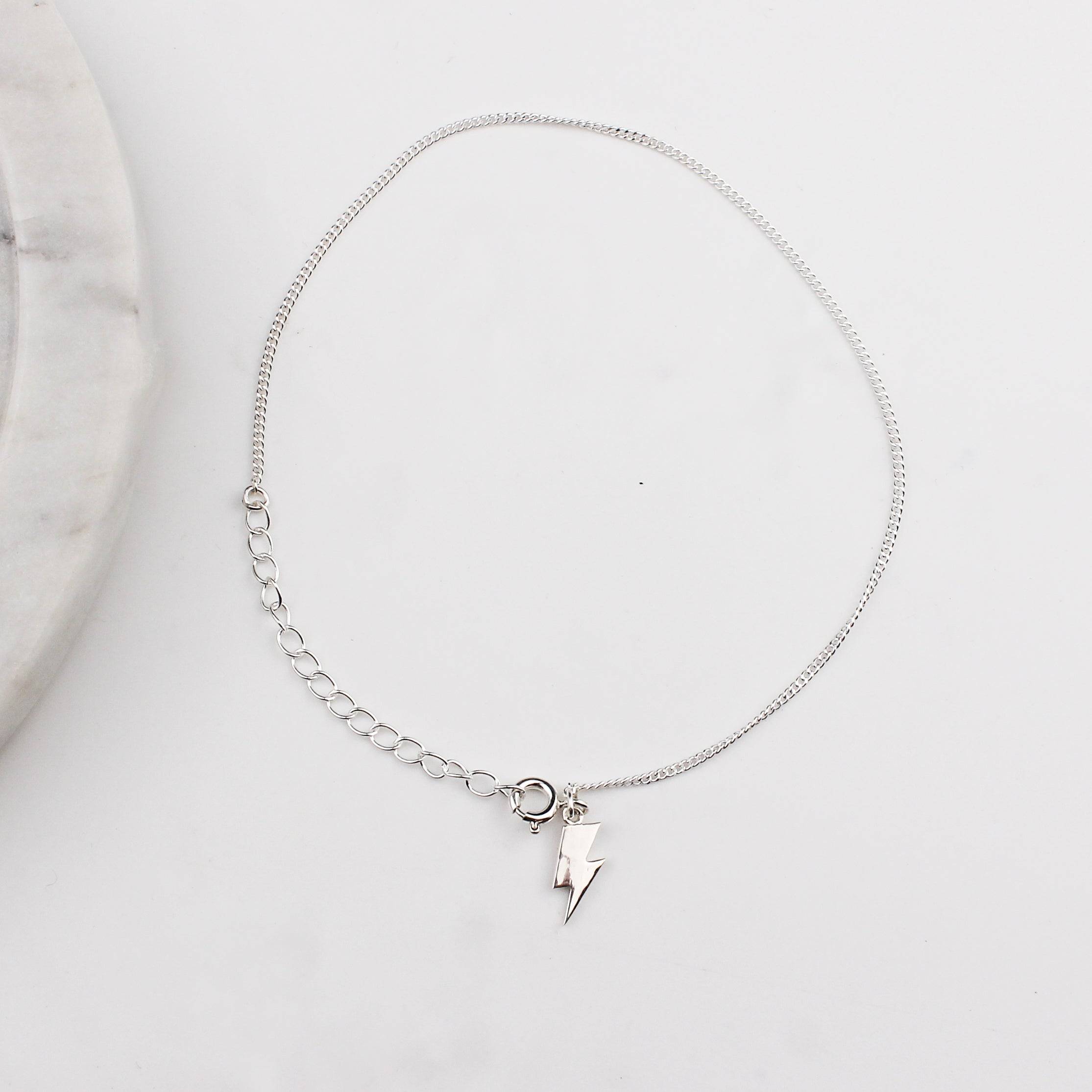 Delicate silver storm charm anklet for women