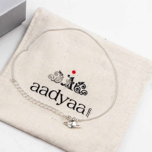 92.5 sterling silver chain anklet with planet charm