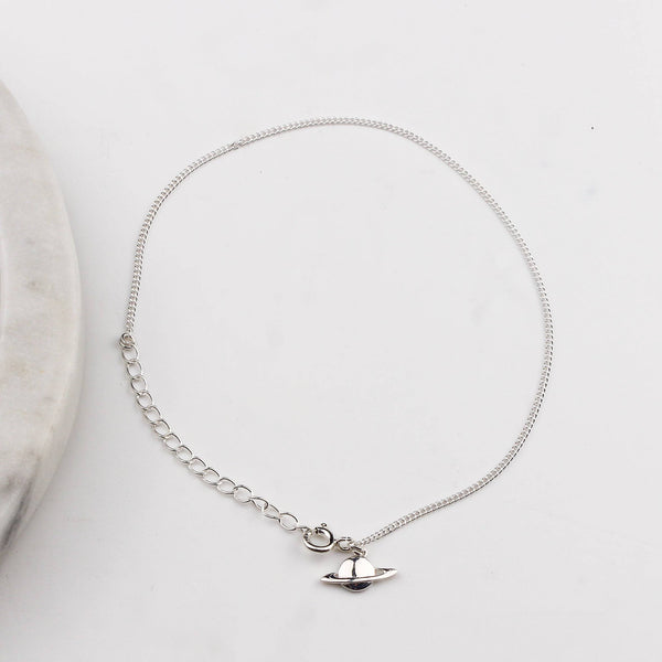 Minimal celestial planet charm silver anklet