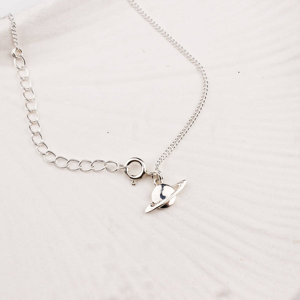 Silver Chain & Planet Charm Anklet by House of Aadyaa