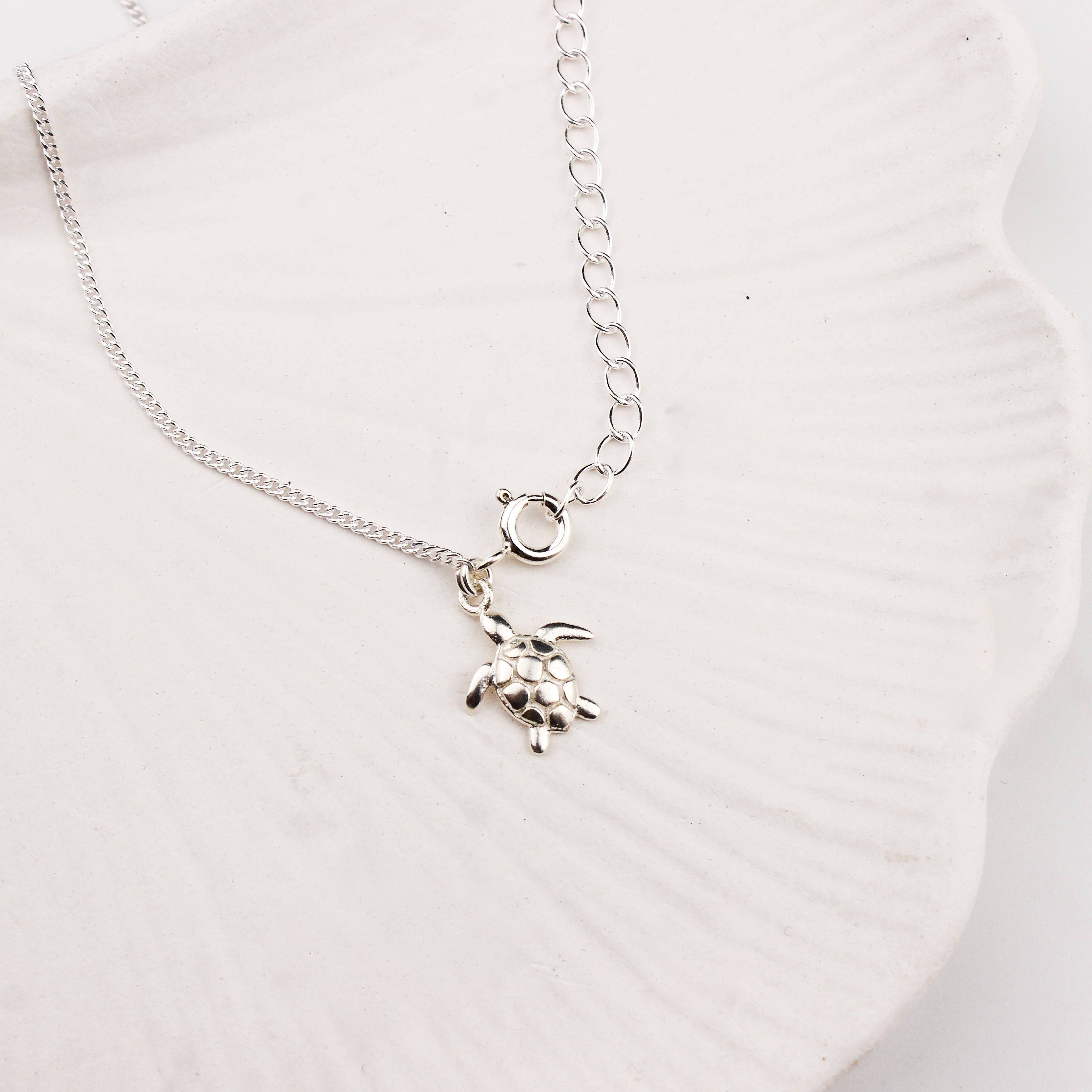 Silver Chain & Turtle Charm Anklet by House of Aadyaa