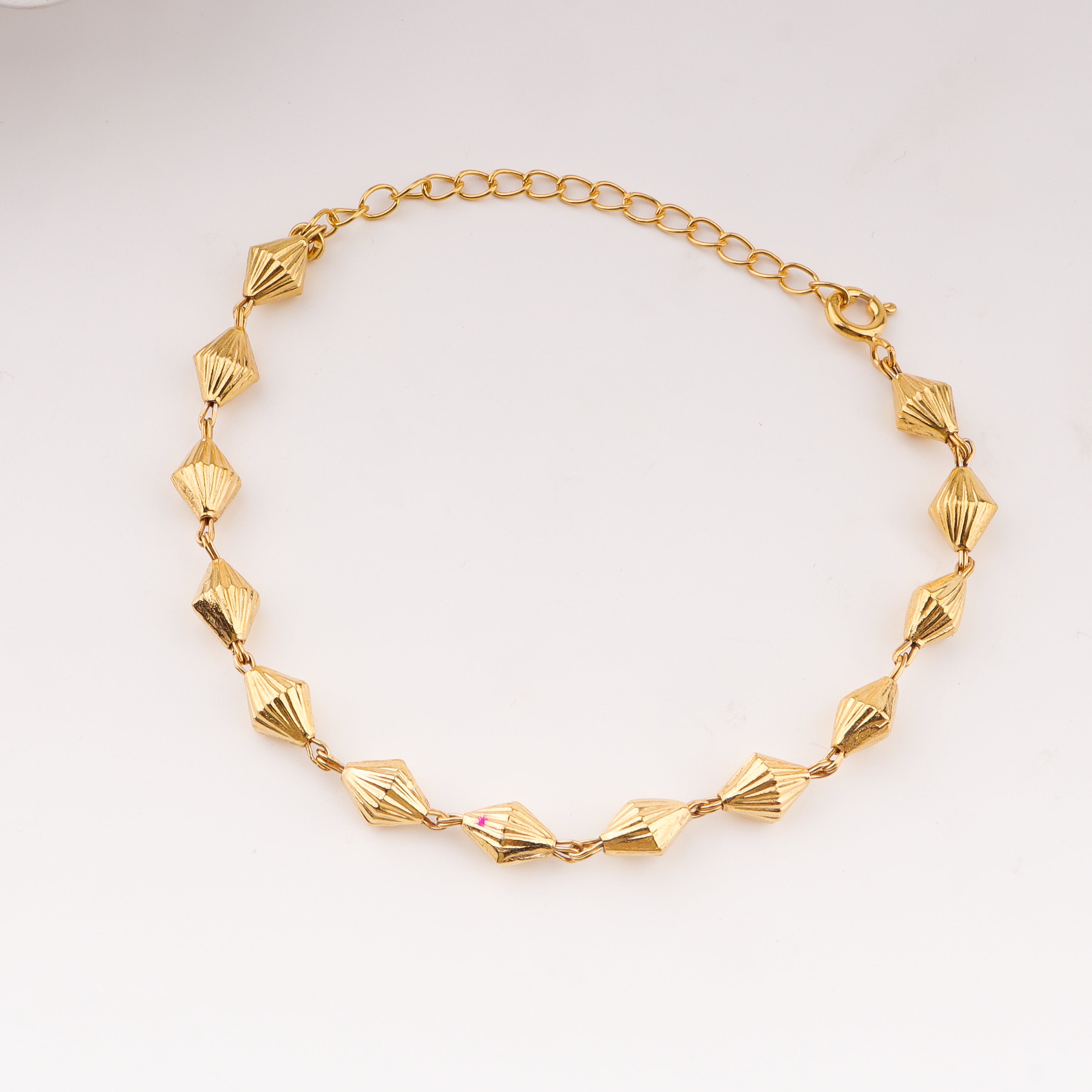 Gold plated single layer silver bead bracelet