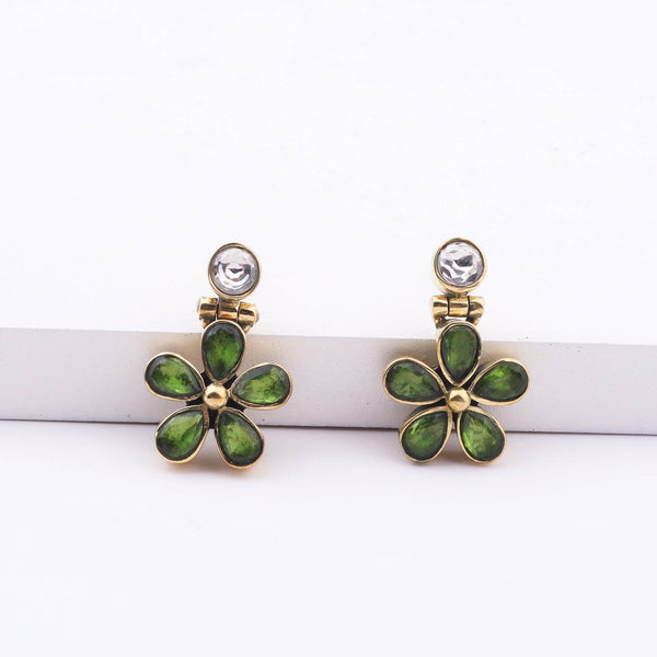 Close-up of Brass Fashion Earrings showcasing intricate detailing, textured elements, and fine craftsmanship