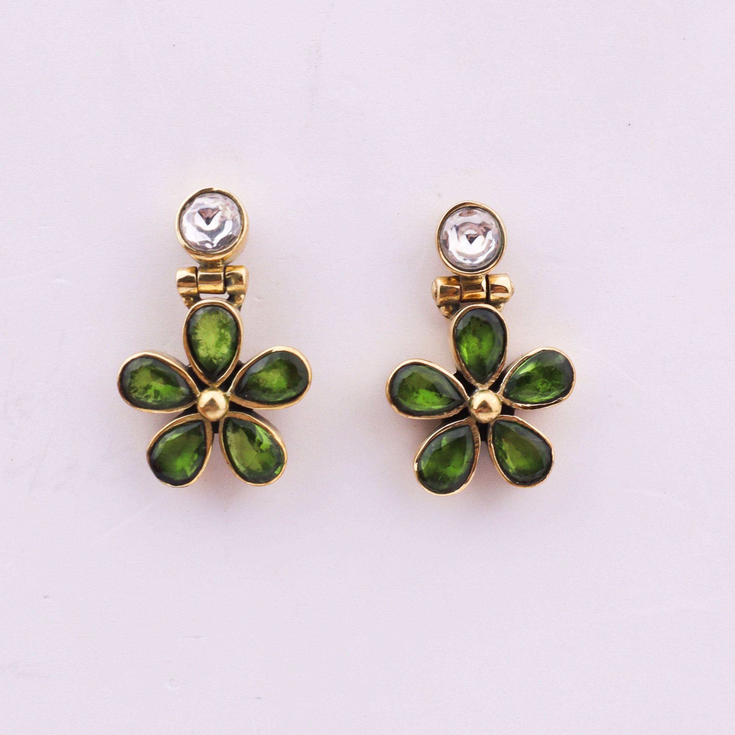 Model wearing Brass Fashion Earrings for a stylish and contemporary fashion jewellery look