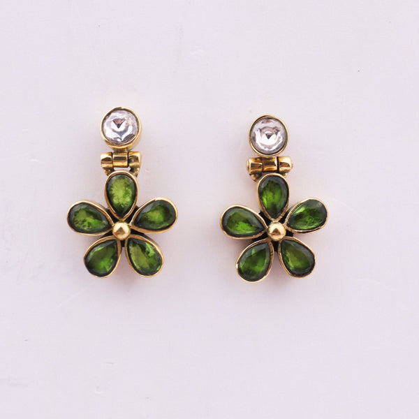 Model wearing Brass Fashion Earrings for a stylish and contemporary fashion jewellery look