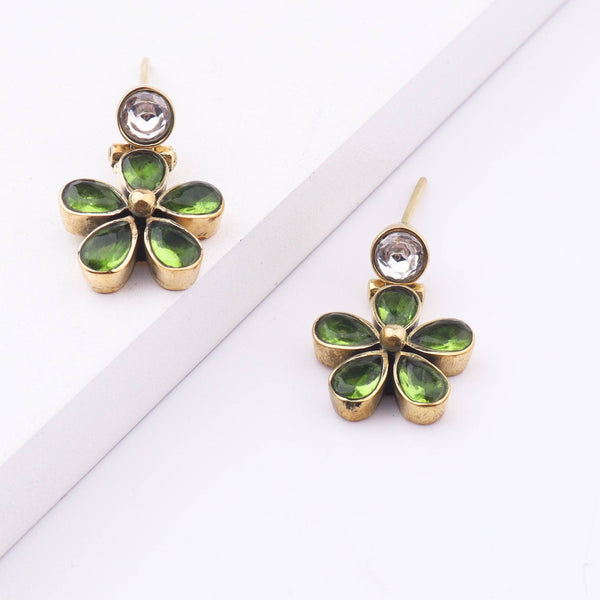 Detailed view of Brass Fashion Earrings highlighting intricate motifs, textured surface, and refined brass finish
