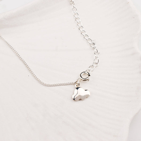 Silver Chain & Cloud Charm Anklet by House of Aadyaa