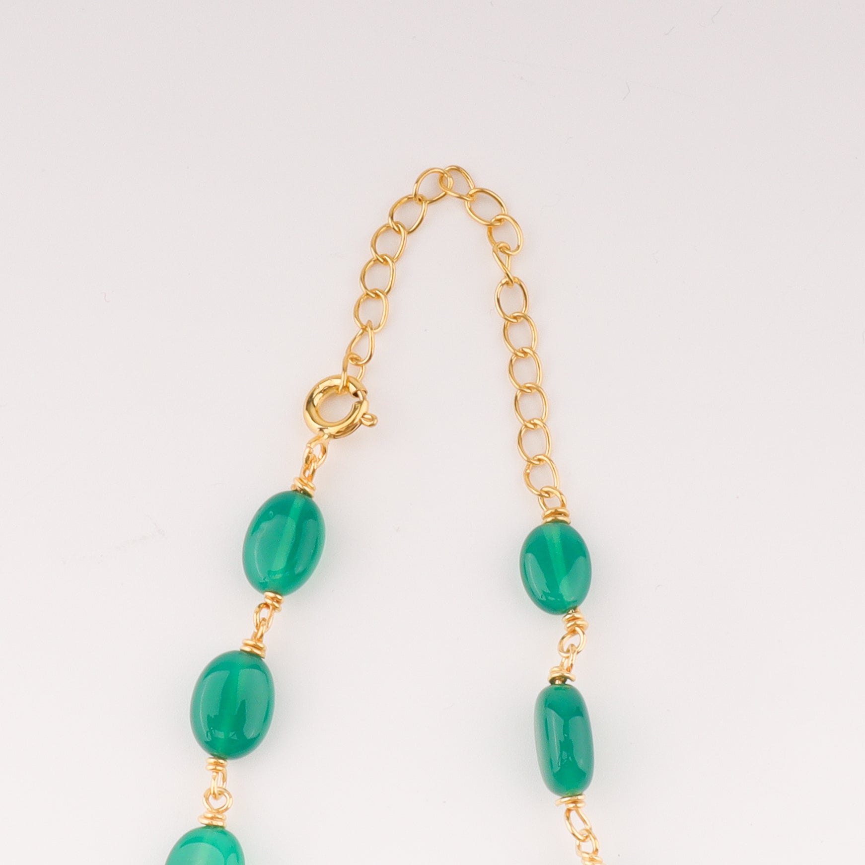 Gold plated pendant necklace with green onyx