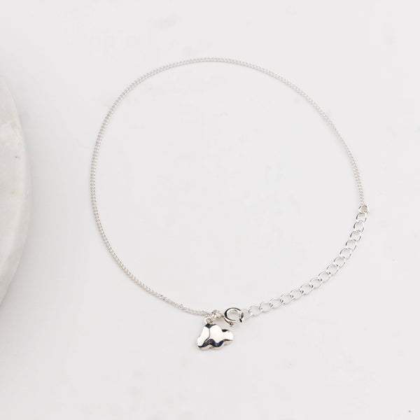 Minimal cloud charm silver anklet for everyday wear