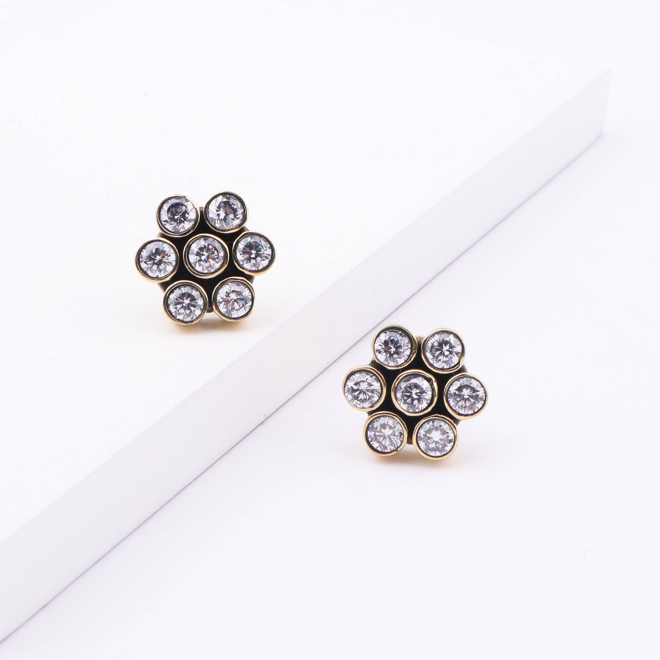 Detailed view of Brass Fashion Earrings highlighting intricate motifs, textured surface, and refined brass finish