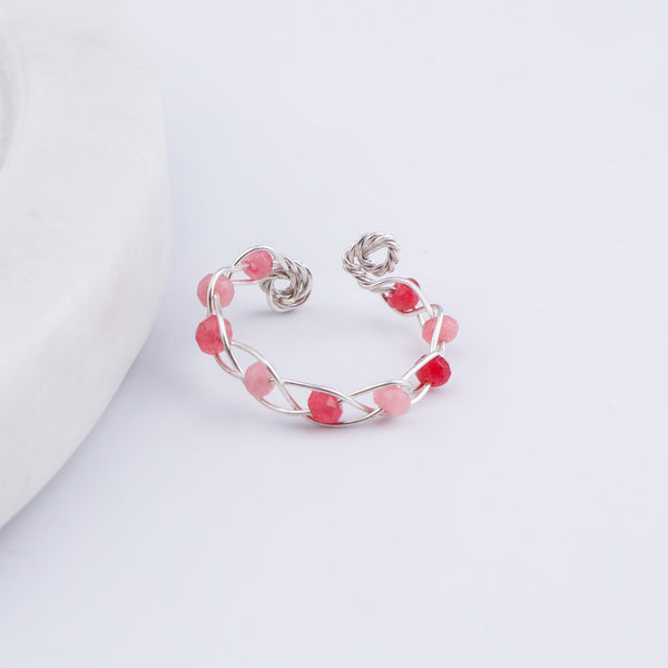 Pink Jade Wrapped Ring (Project Handmade)