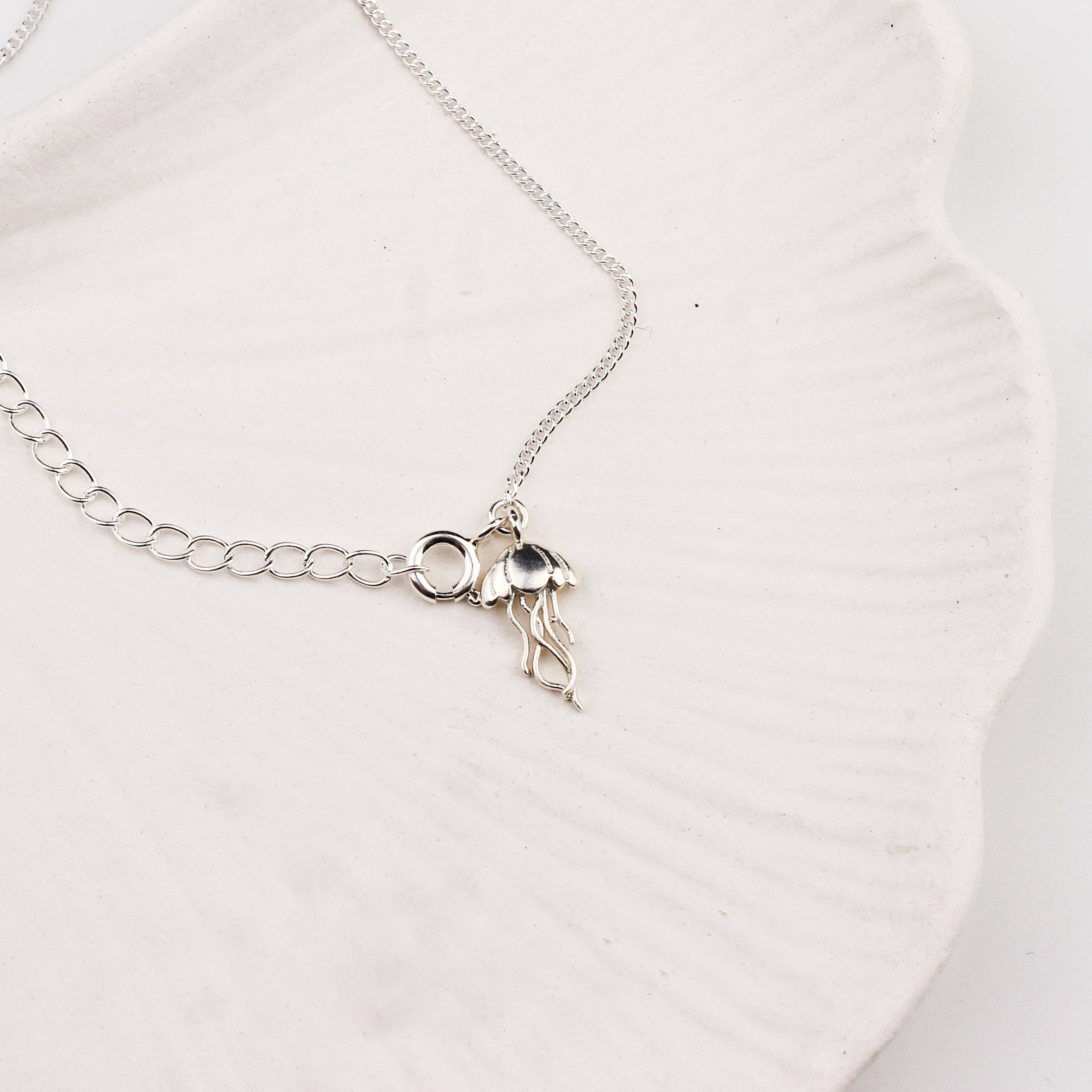 Silver Chain & Jellyfish Charm Anklet by House of Aadyaa