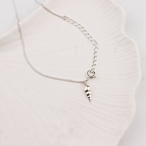 Silver Chain & Auger Shell Charm Anklet by House of Aadyaa