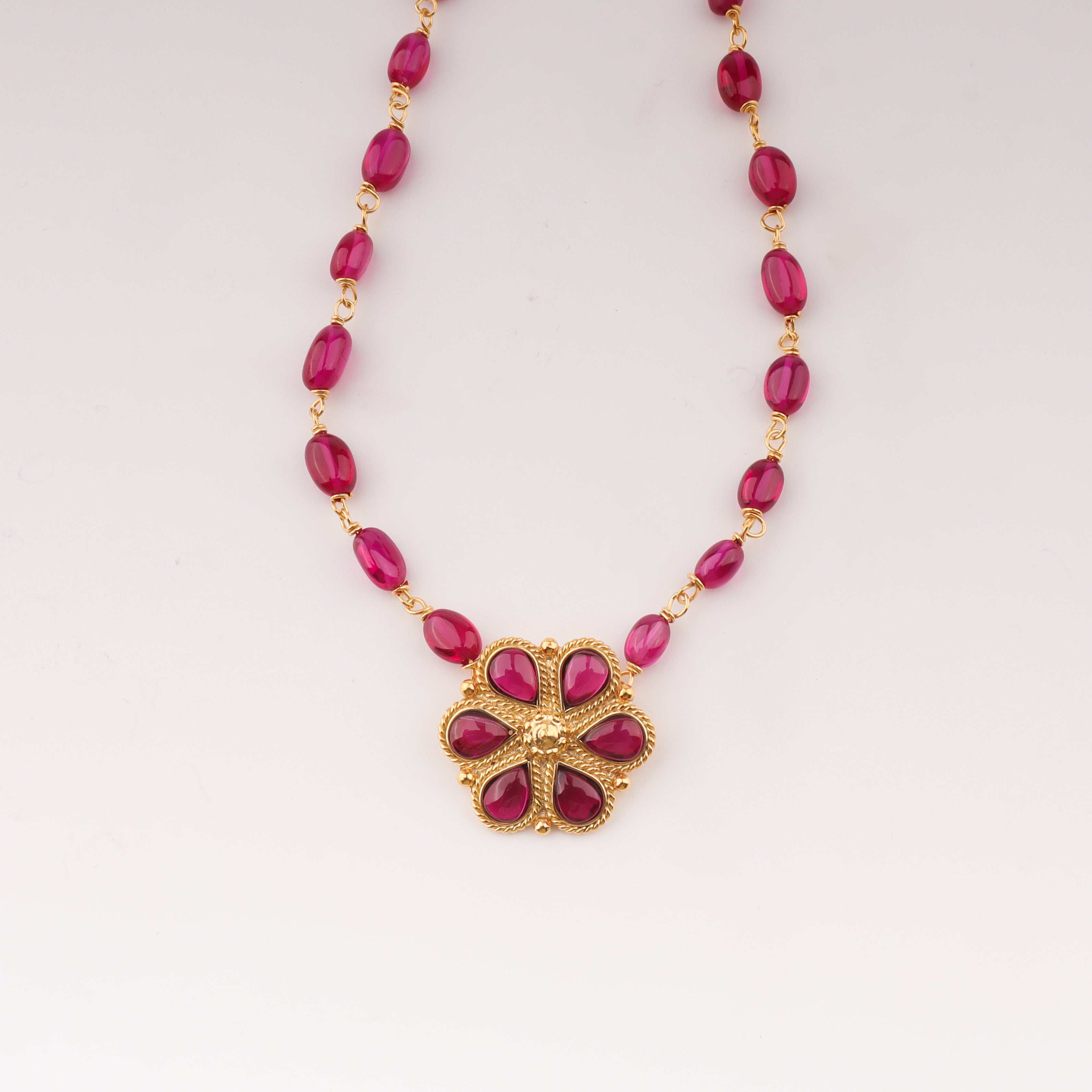 Gold plated pendant set with ruby