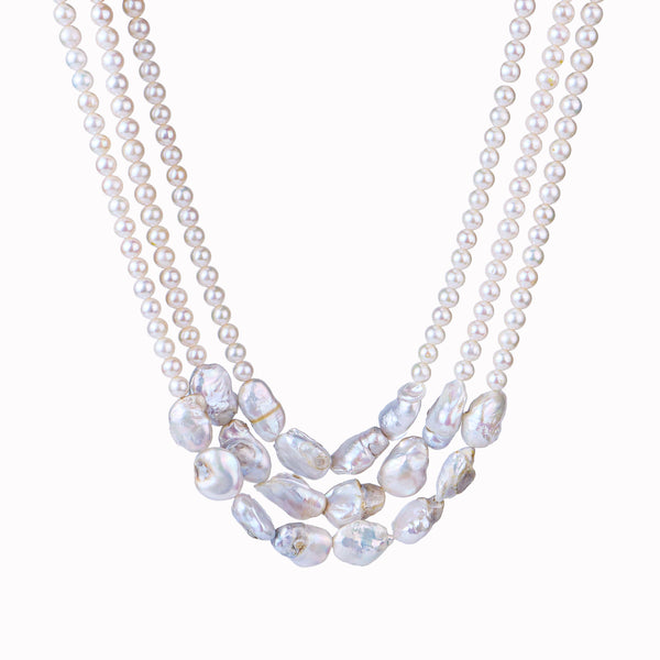 Luxe Necklace - Baroque & Fresh Water Pearls