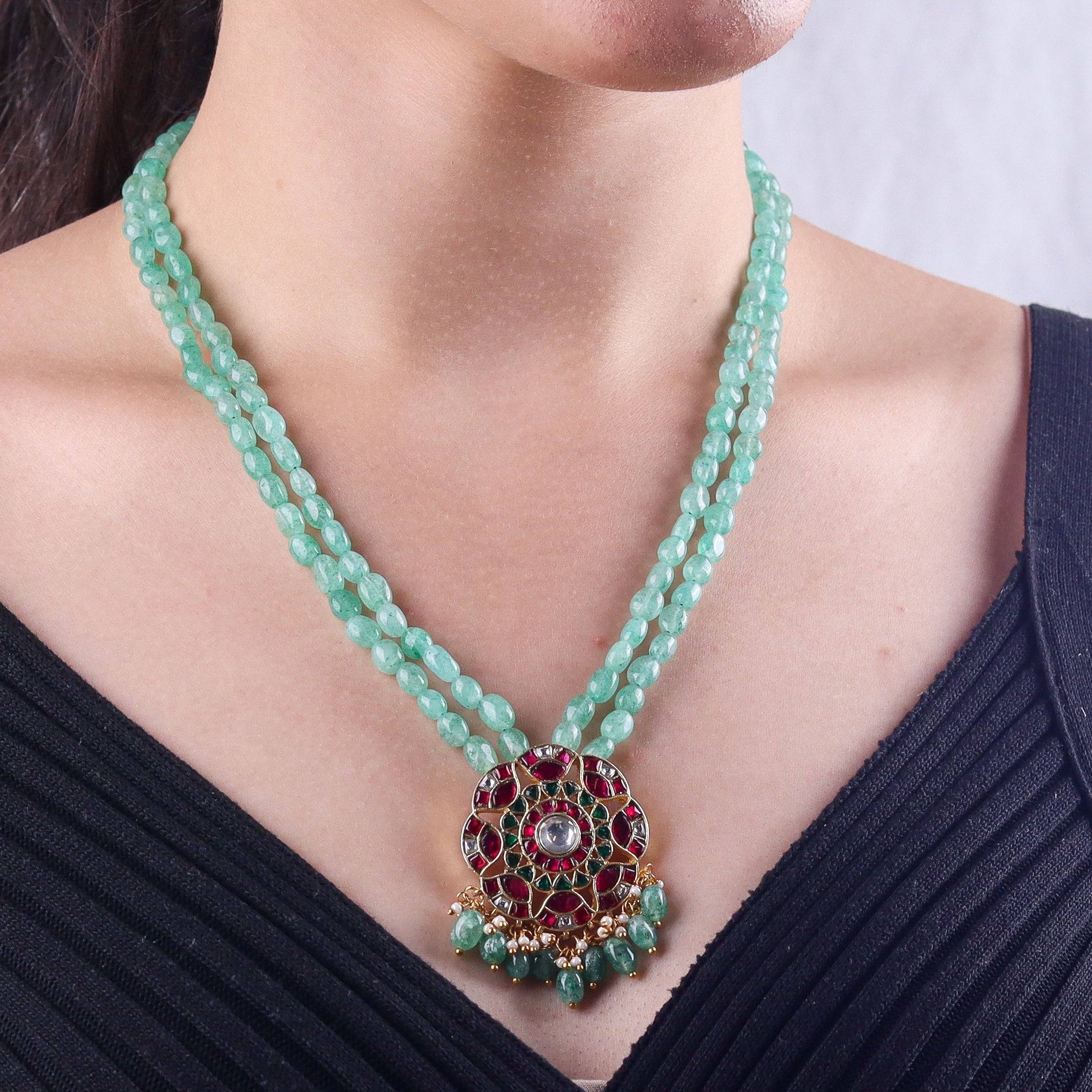 Model wearing 22K gold-plated fashion Set for a sophisticated and elegant jewelry look