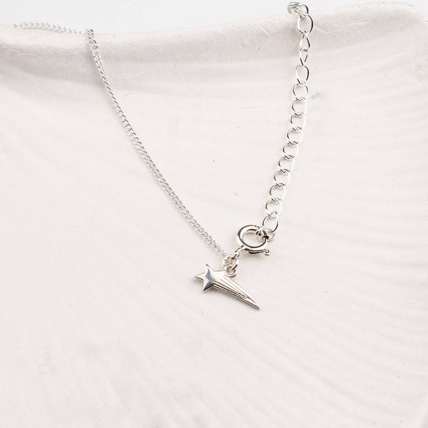 Silver Chain & Shooting Star Charm Anklet by House of Aadyaa