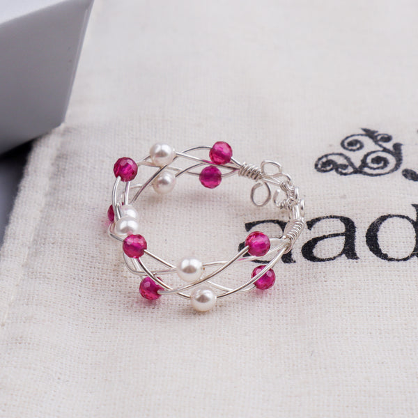 Ruby & Pearl Twisted Ring (Project Handmade)