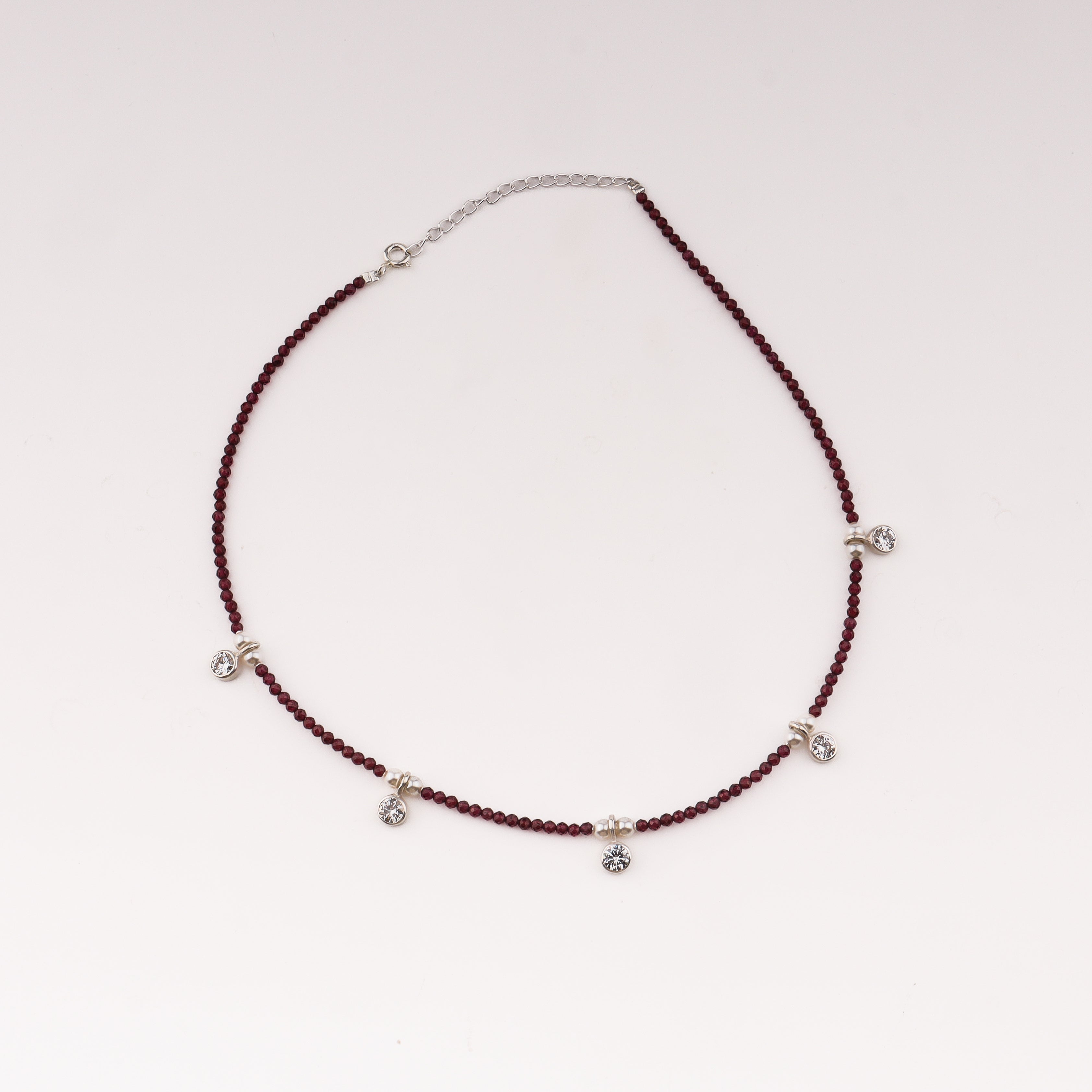 CZ pendant necklace with garnets