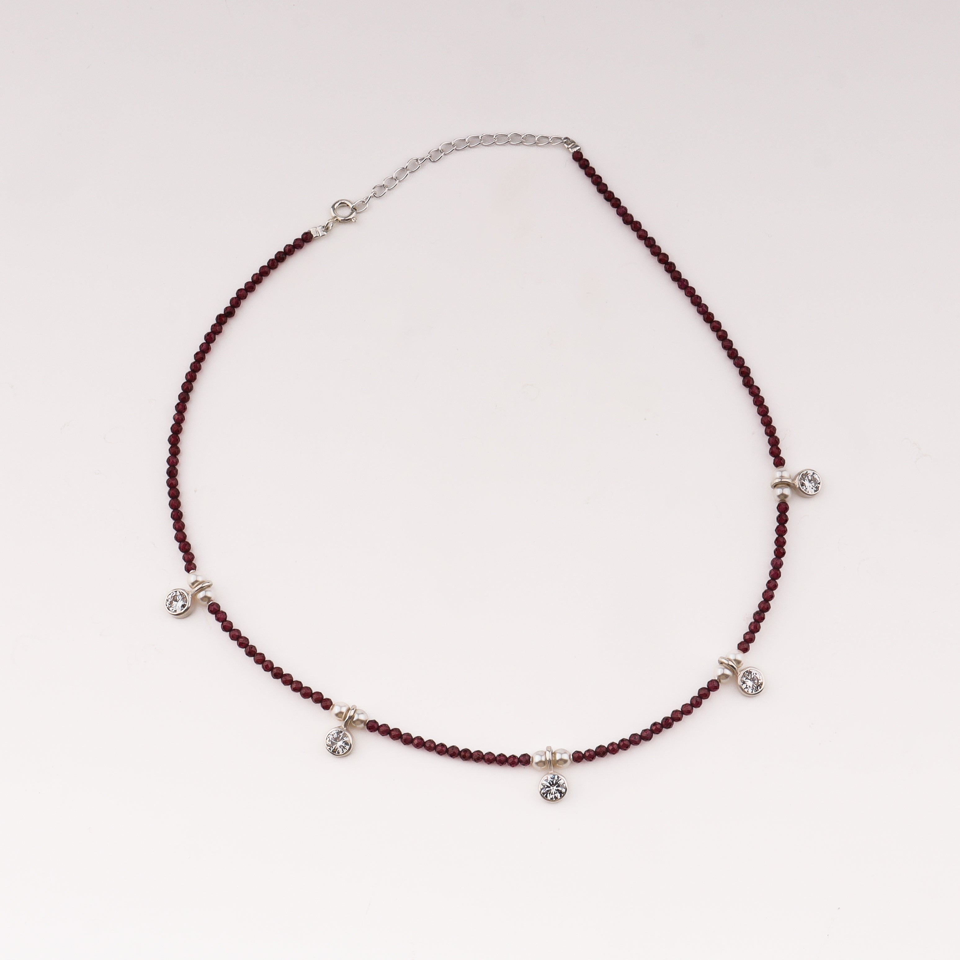 CZ pendant necklace with garnets