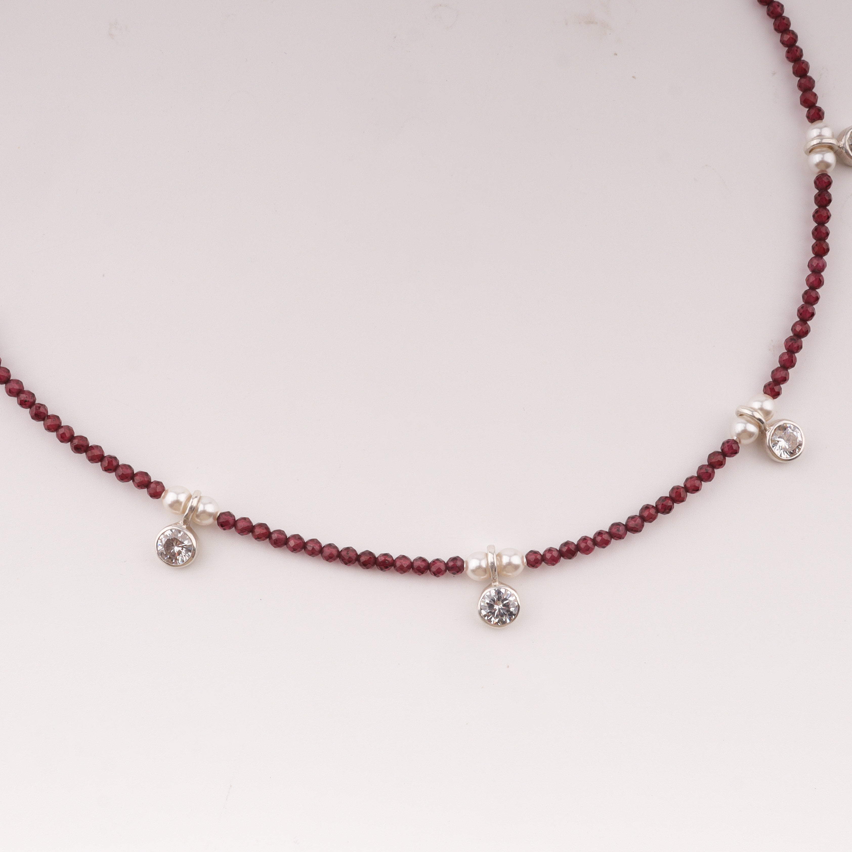 CZ pendant necklace with garnets