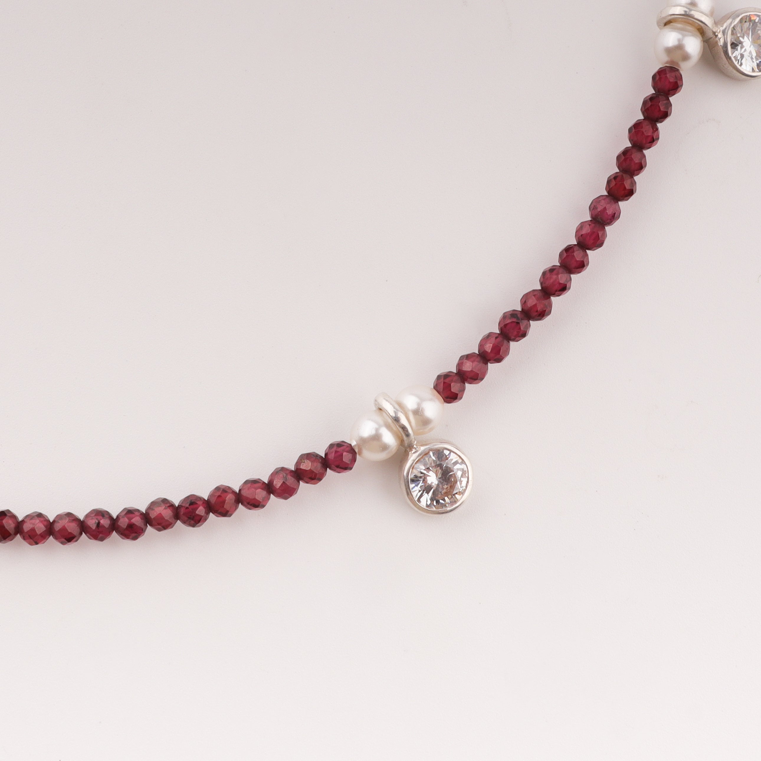 CZ pendant necklace with garnets