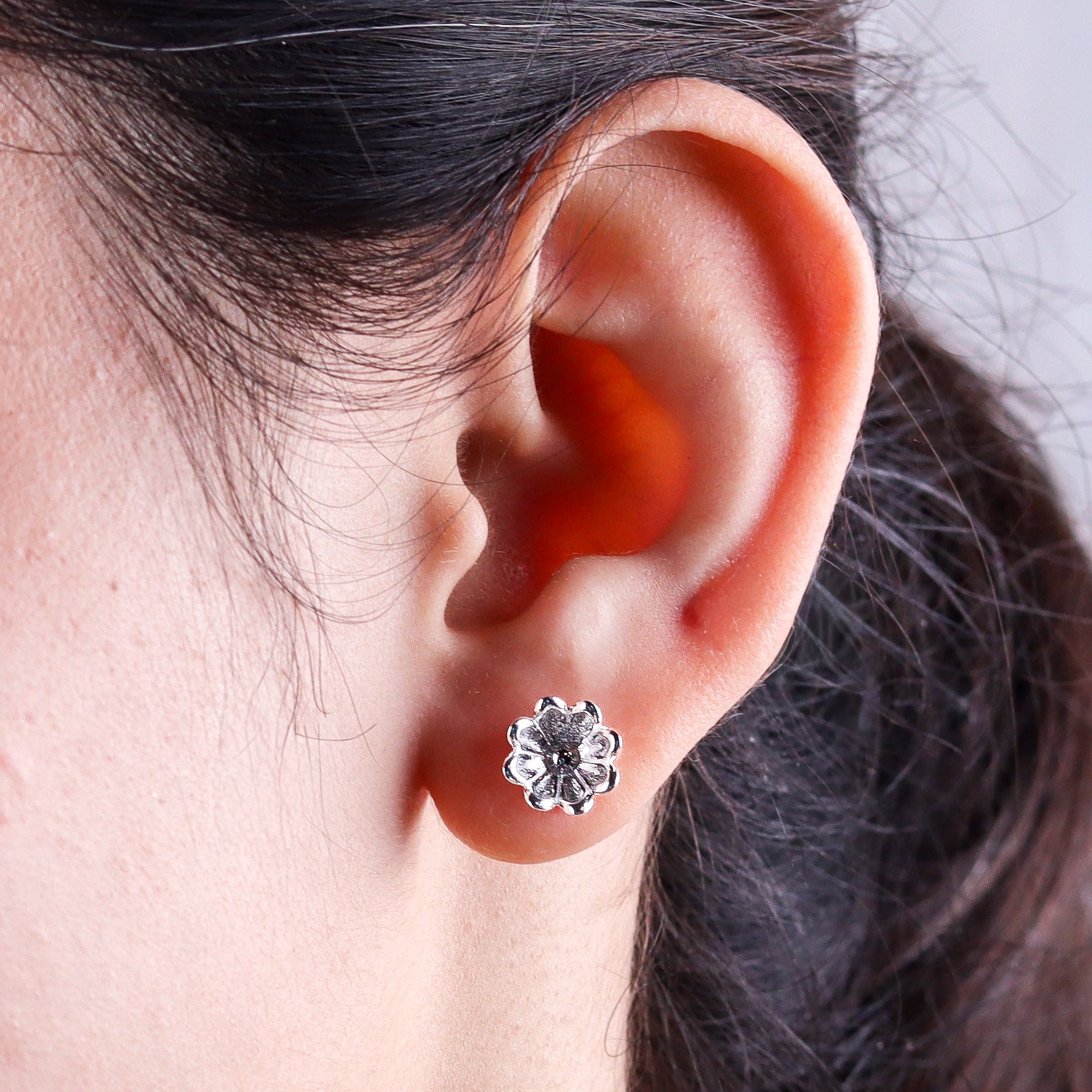 Silver Flower Studs