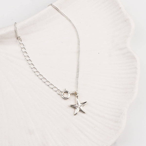Silver Chain & Starfish Charm Anklet by House of Aadyaa