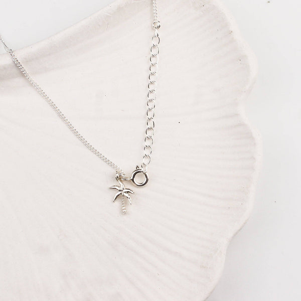 Silver Chain & Coconut Tree Charm Anklet by House of Aadyaa